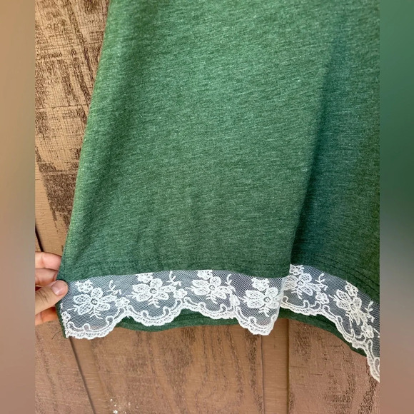 Green Cotton Lace Blouse size XL - Picture 2 of 5